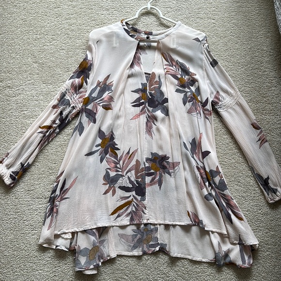 Free People | Dresses | Free People Flowy Long Sleeve Mini Dress Or Top |  Poshmark